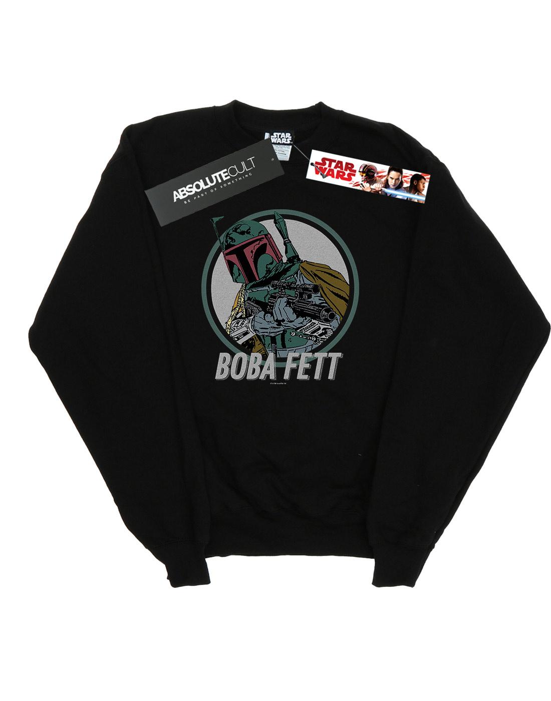Thumbnail - Star Wars Mens Boba Fett Retro Circle Sweatshirt (Noir)