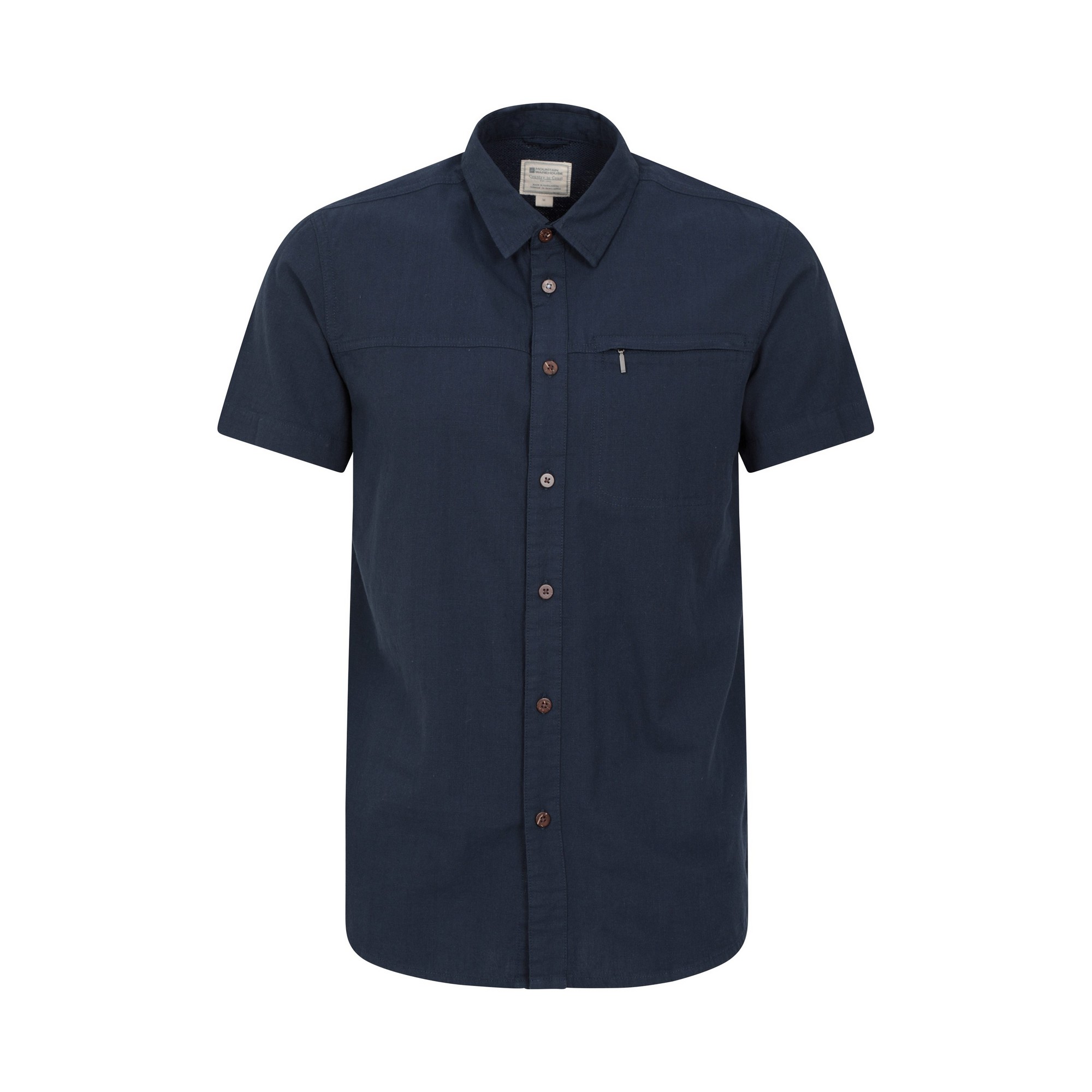 Mens Coconut Slub Short-Sleeved Shirt (Navy)