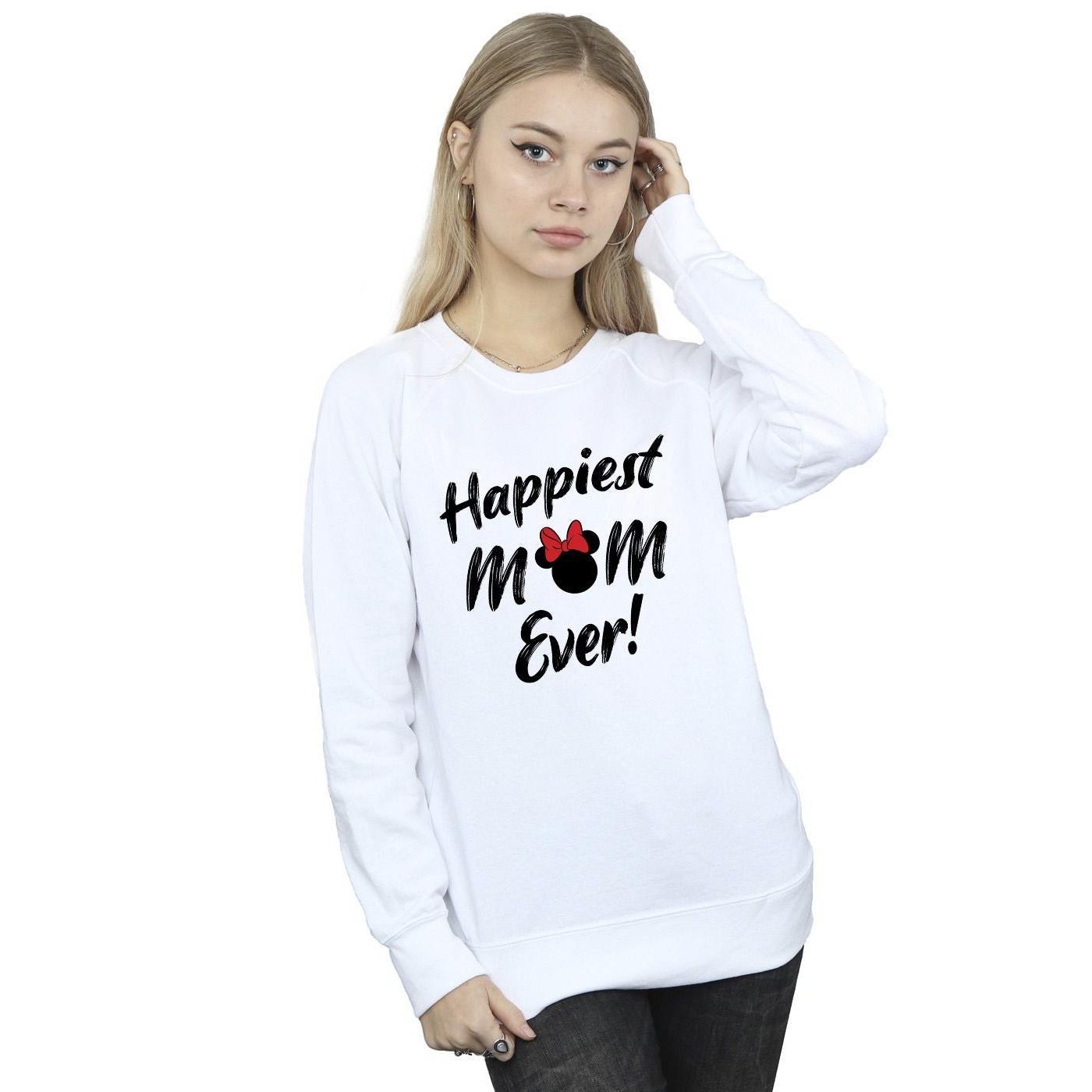 Disney Womens/Ladies Minnie Mouse Happiest Mom Ever Sweatshirt (White) dam – bild 2