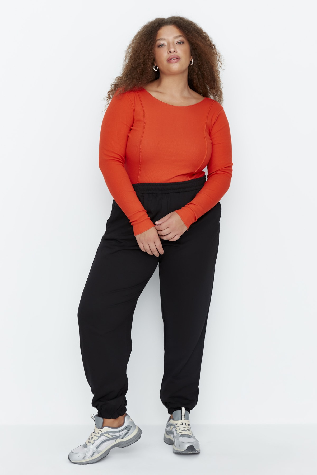 Trendyol Dam Högmidjade Lösa Joggers Större Storlekar Sweatpants