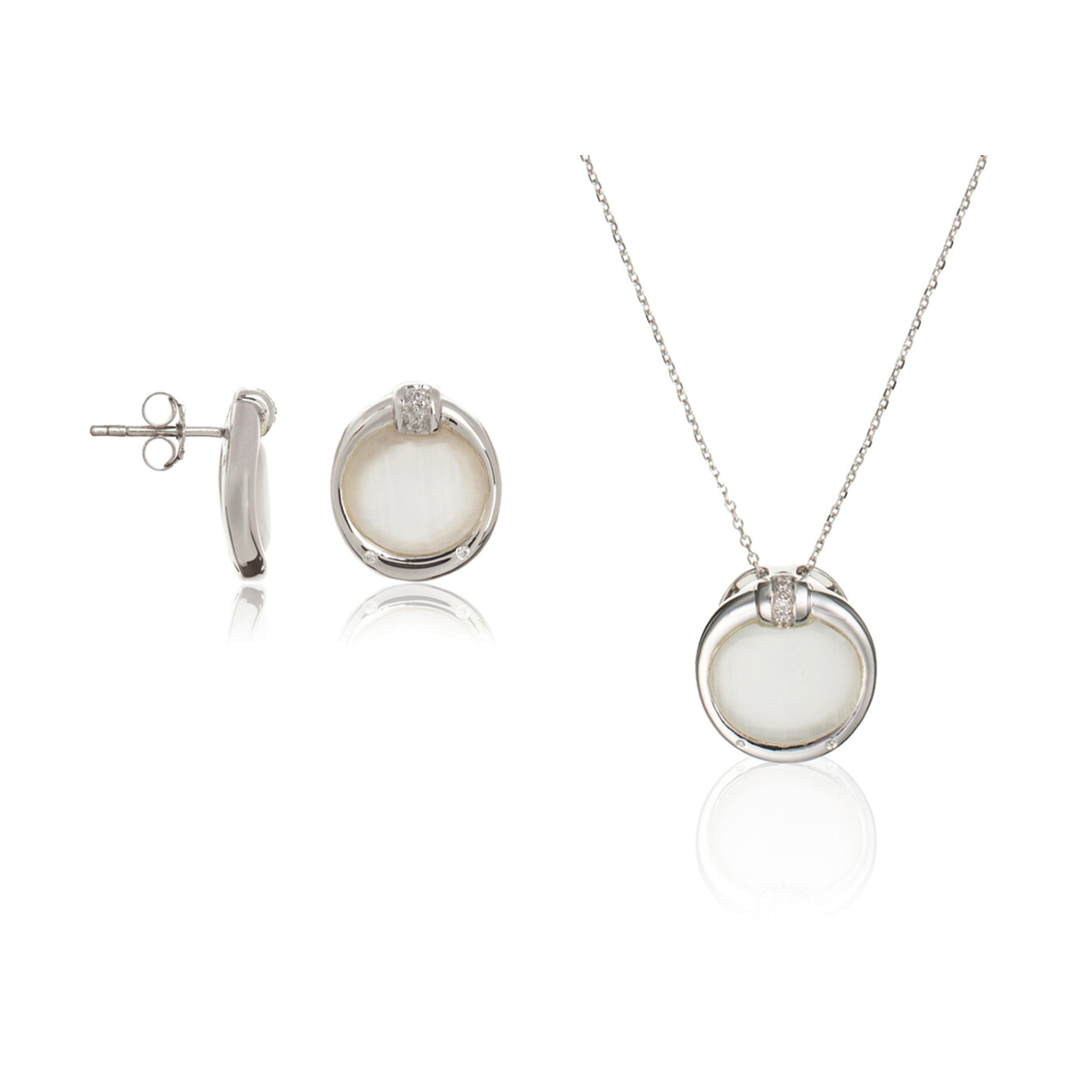 Orphelia Damen 925 Sterling Silber Set, Kettenanhänger + Ohrringe - Silber Set-5901