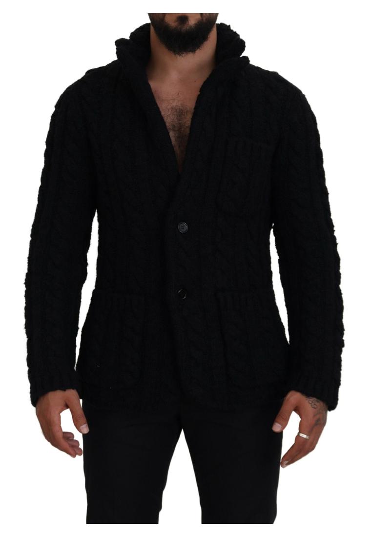 Dolce & Gabbana Mens Black Wool Knit Button Cardigan Sweater material_wool1 – Size IT 44 (Mens)