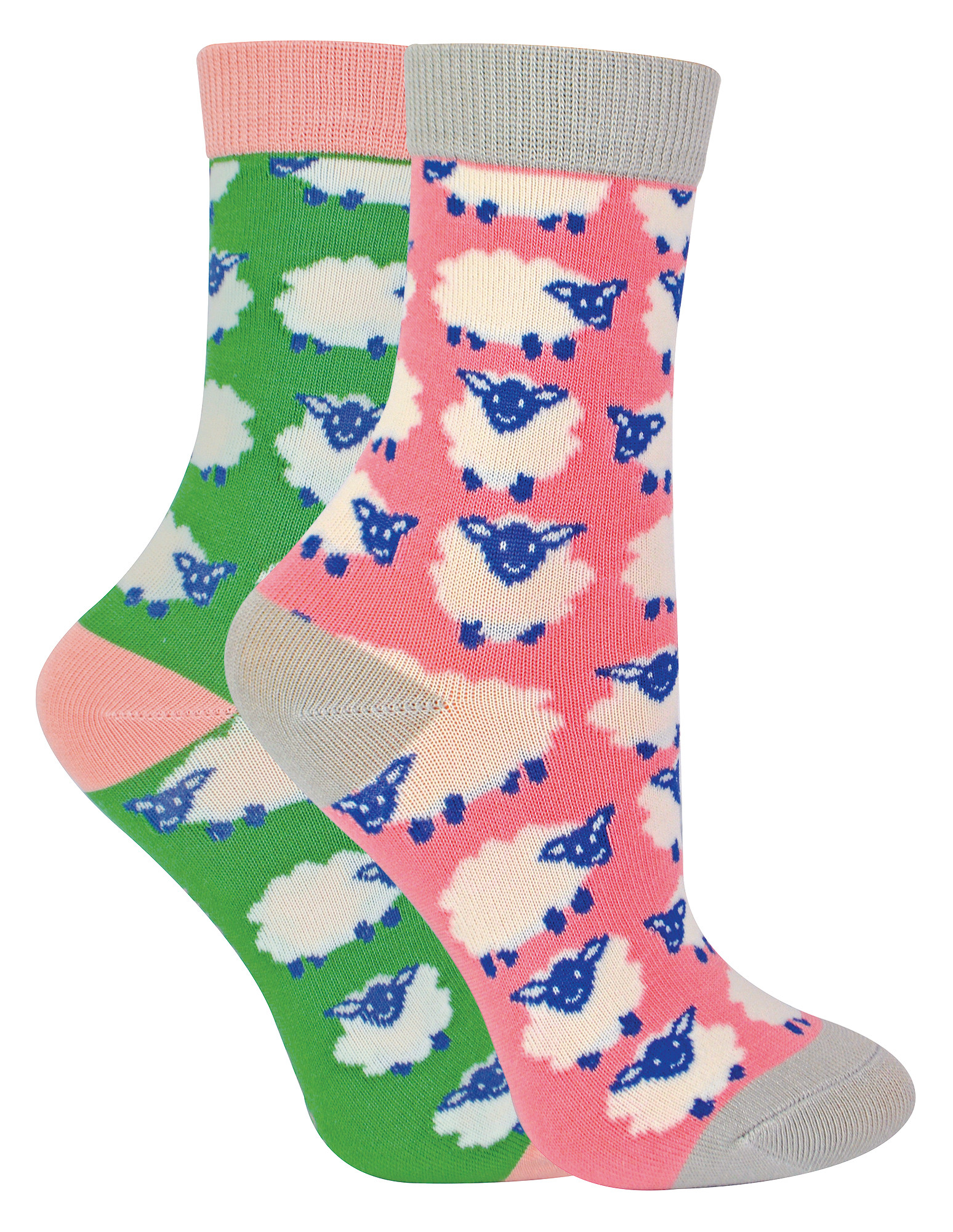 Thumbnail - Miss Sparrow - 2er-Pack Mädchen Bambus Tier gemusterte Socken - Schaf