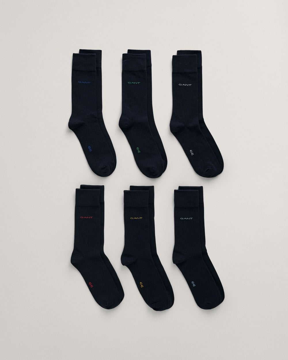 Gant 6 Pack Mens Soft Cotton Socks - Marine - Size Uk 9-11