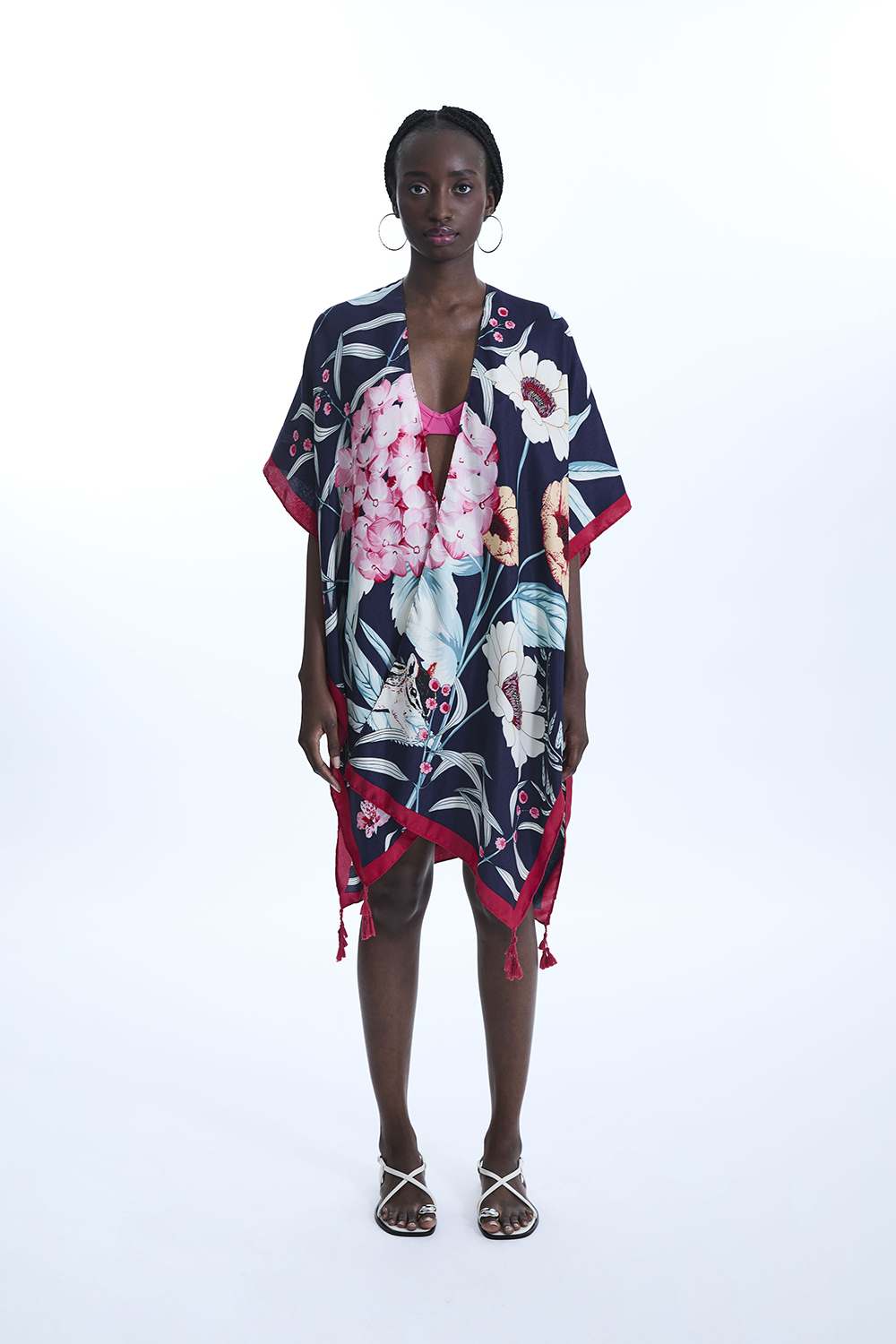 James Lakeland Womens Flower Print Kaftan - Multicolour - One Size