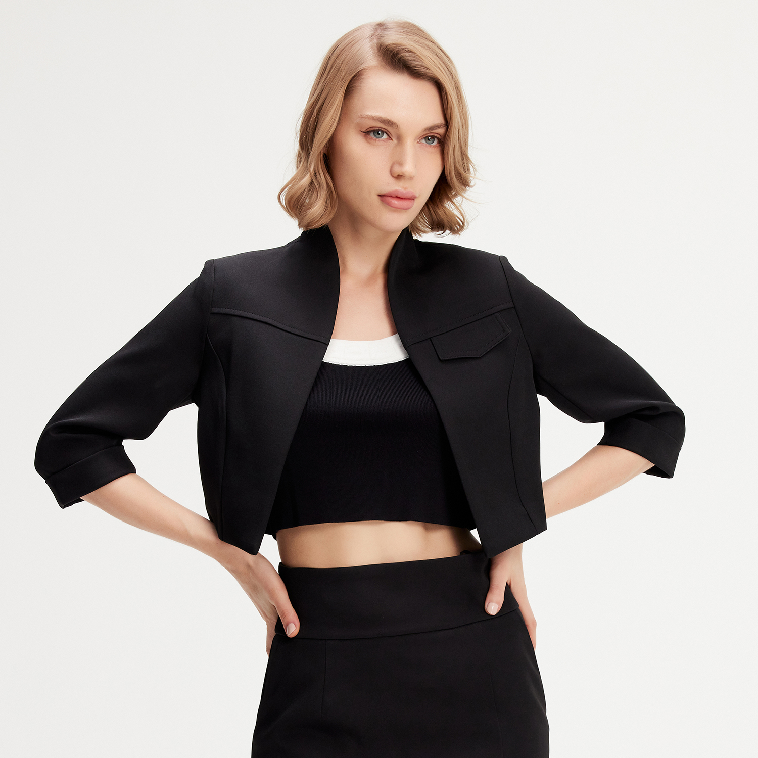 Smart & Joy Minimalistisk cropjacka dam – bild 2