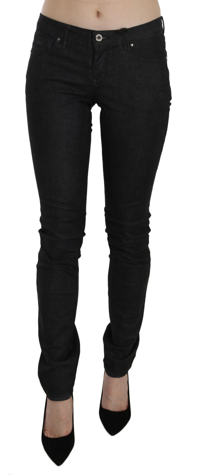 Thumbnail - Costume National Jean skinny noir à taille basse pour femme, décontracté, en jean