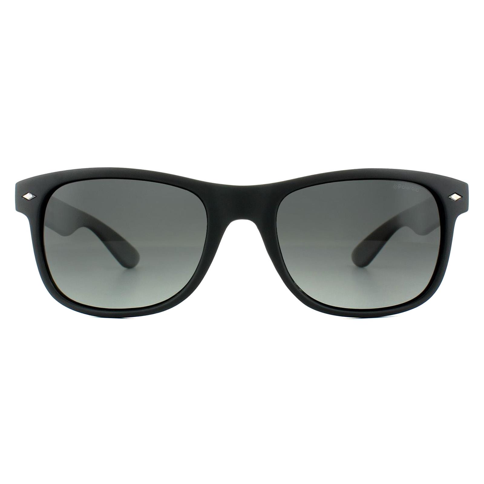 Polaroid Rectangle Unisex Matt Black Smoke Grey Gradient Polarized Sunglasses - One Size