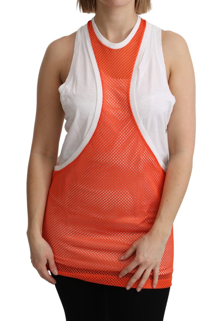 Dsquared2 Dsquared² WoMens Orange White Crewneck Sleeveless Tank T-shirt Dress Top Cotton – Size Medium