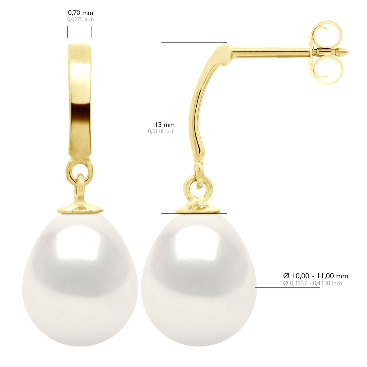 Ateliers Saint Germain Örhängen i gult guld 375 och äkta odlade sötvattenspärlor Pear 10-11 mm dam – bild 2