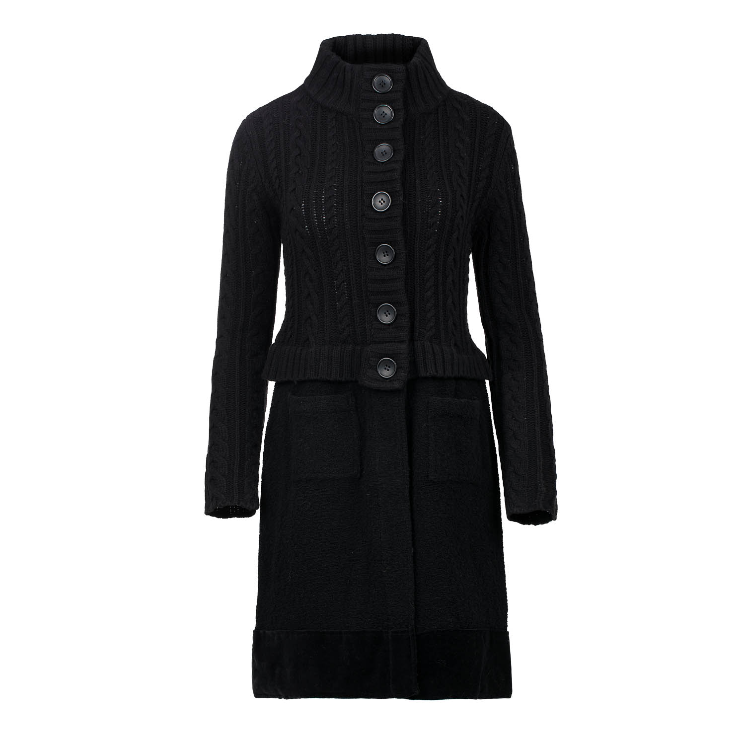 Thumbnail - Kleid aus Jacquard und Bouclé-Strick mit aufgesetzten Taschen