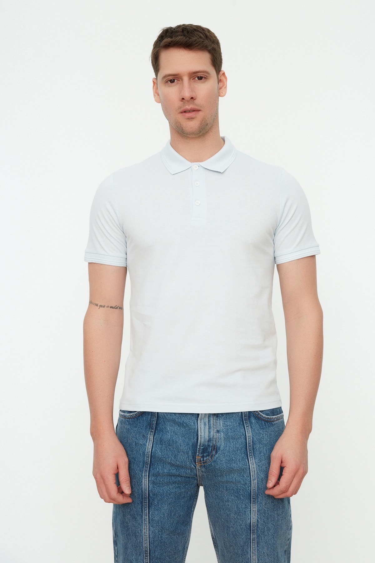 Herrens Enfärgade Polo
