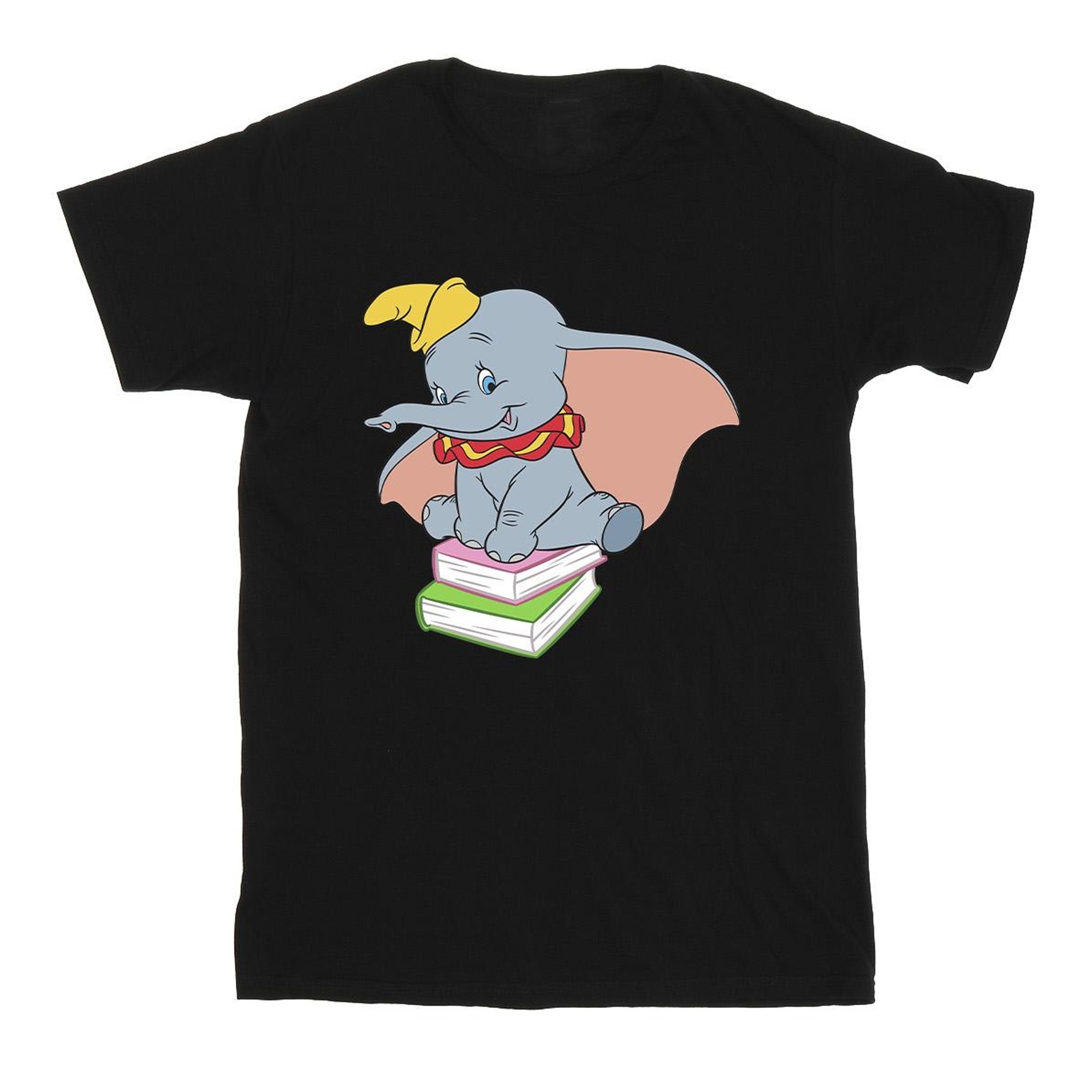 Thumbnail - Disney - "Dumbo Sitting On Books" T-Shirt für Mädchen (Schwarz)