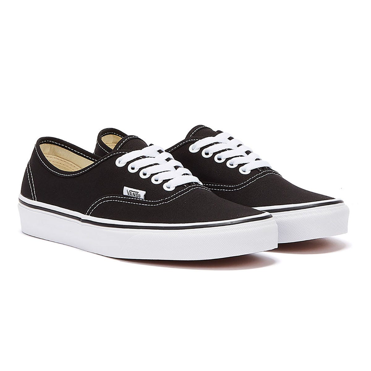 Thumbnail - Vans Authentic Unisex Schwarz Weiß Canvas Vulcanised Skate Turnschuhe