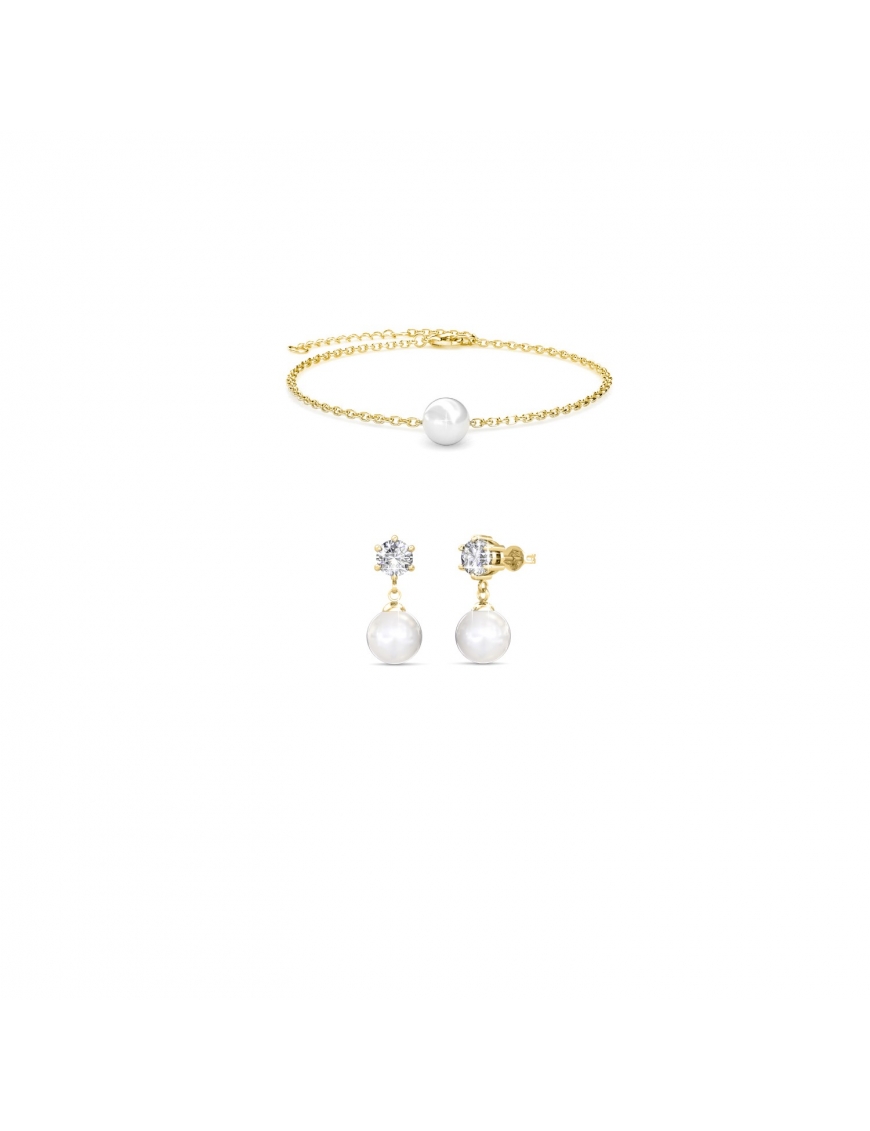 Thumbnail - Pauline Kristall Perlen Set - Gold und Kristall