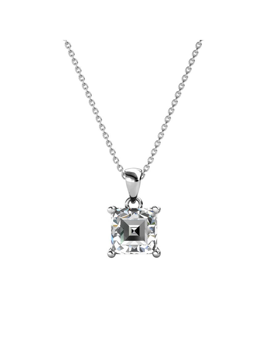 Thumbnail - Einfacher quadratischer Anhänger - Silber und Kristall