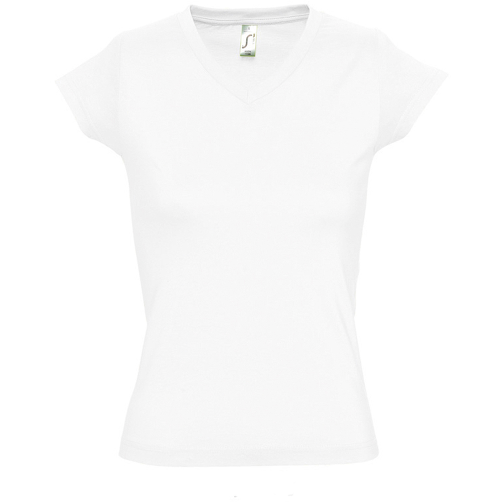 Thumbnail - SOLs Damen/Damen Moon V-Ausschnitt T-Shirt mit kurzen Ärmeln (Weiß)