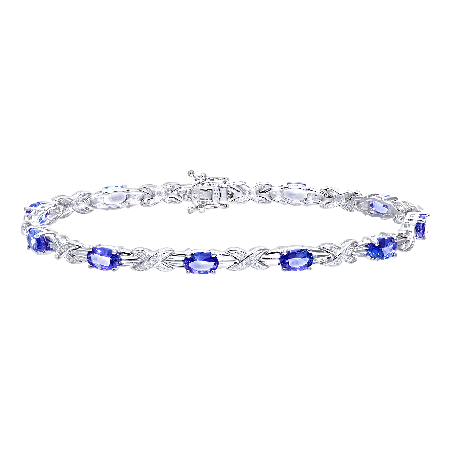 Diamant L’Eternel Womens 9ct White Gold Tanzanite Classic Kiss Bracelet with Diamond – One Size