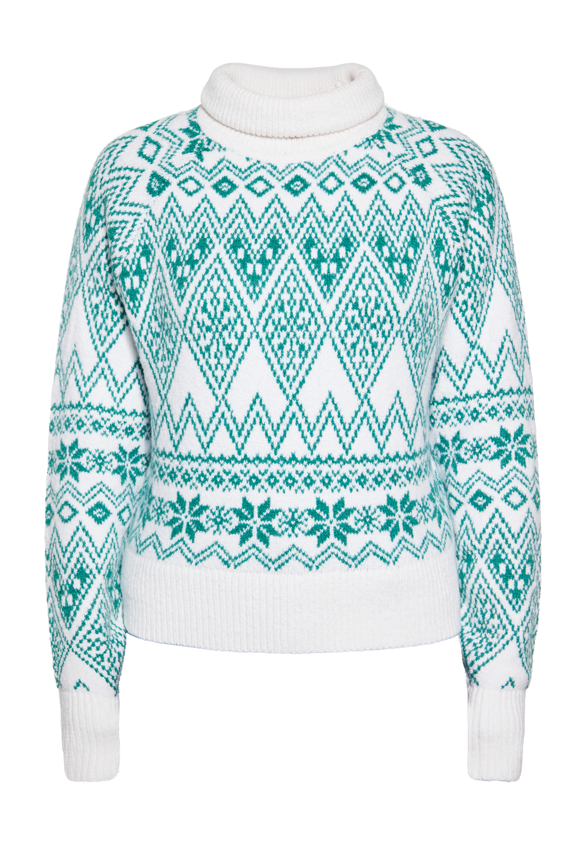 Thumbnail - Mymo Strickpullover Damen Grün Weiss