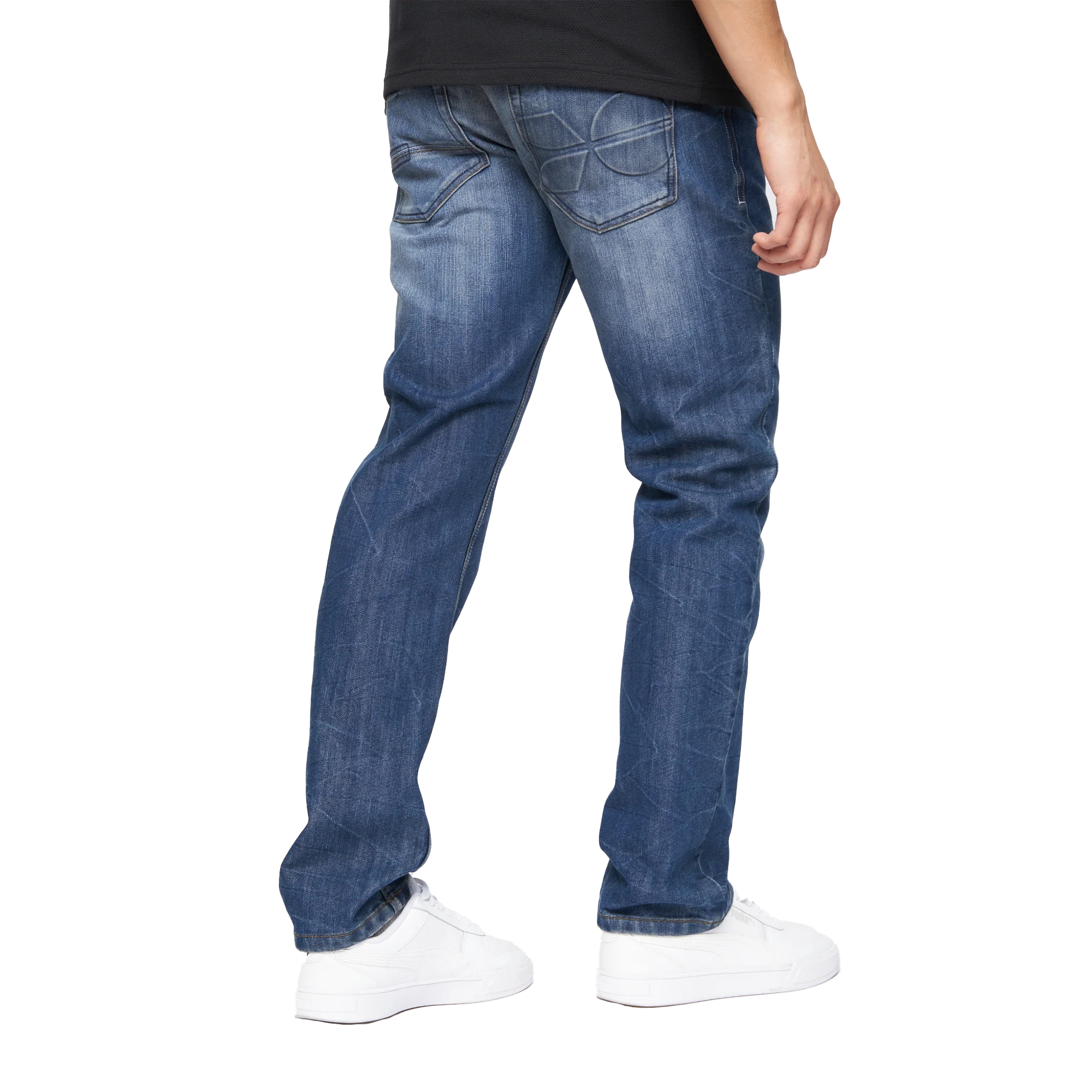 Crosshatch Mens New Techno Denim Präglade Jeans (Stone Wash) herr – bild 2