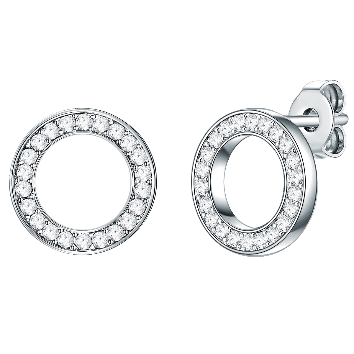 Rafaela Donata Womens Stud earring sterling silver embellished with swarovski crystals white - One Size