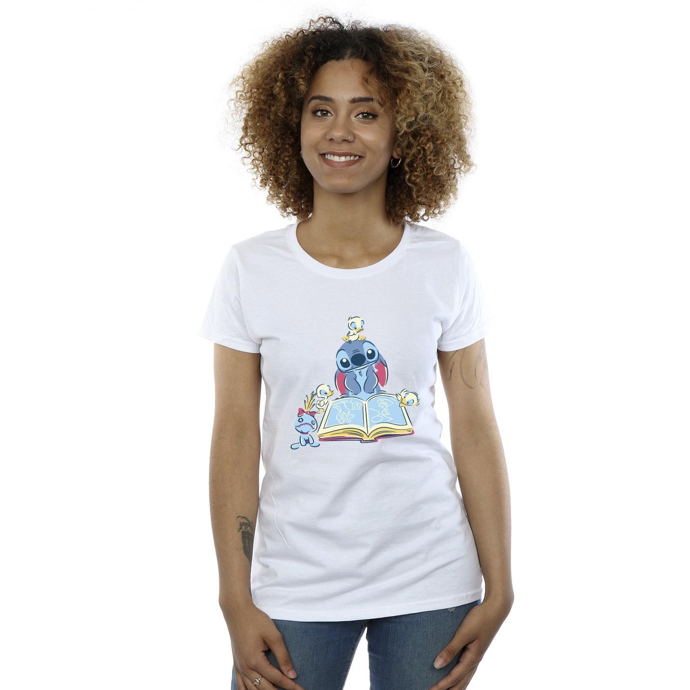 Disney Womens/Ladies Lilo & Stitch Reading A Book Cotton T-Shirt (White) dam – bild 2