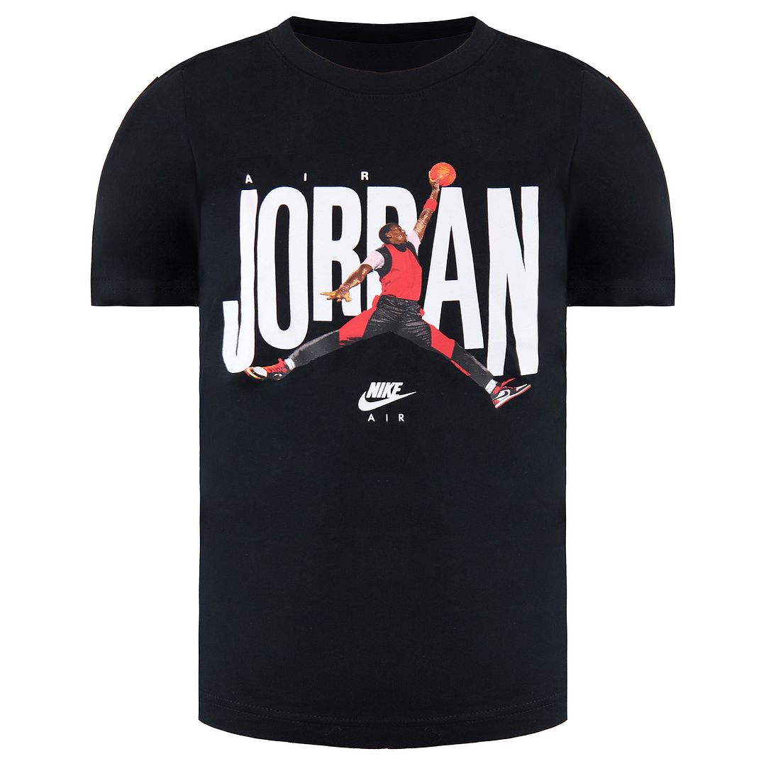 Nike Air Jordan Grafisch Logo Korte Mouw CrewNeck Zwart Kinder T-shirt CZ3713 010