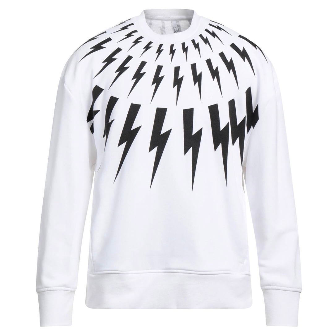 Thumbnail - Neil Barrett Fair Isle Thunderbolt Sweatshirt in Übergröße Weiß