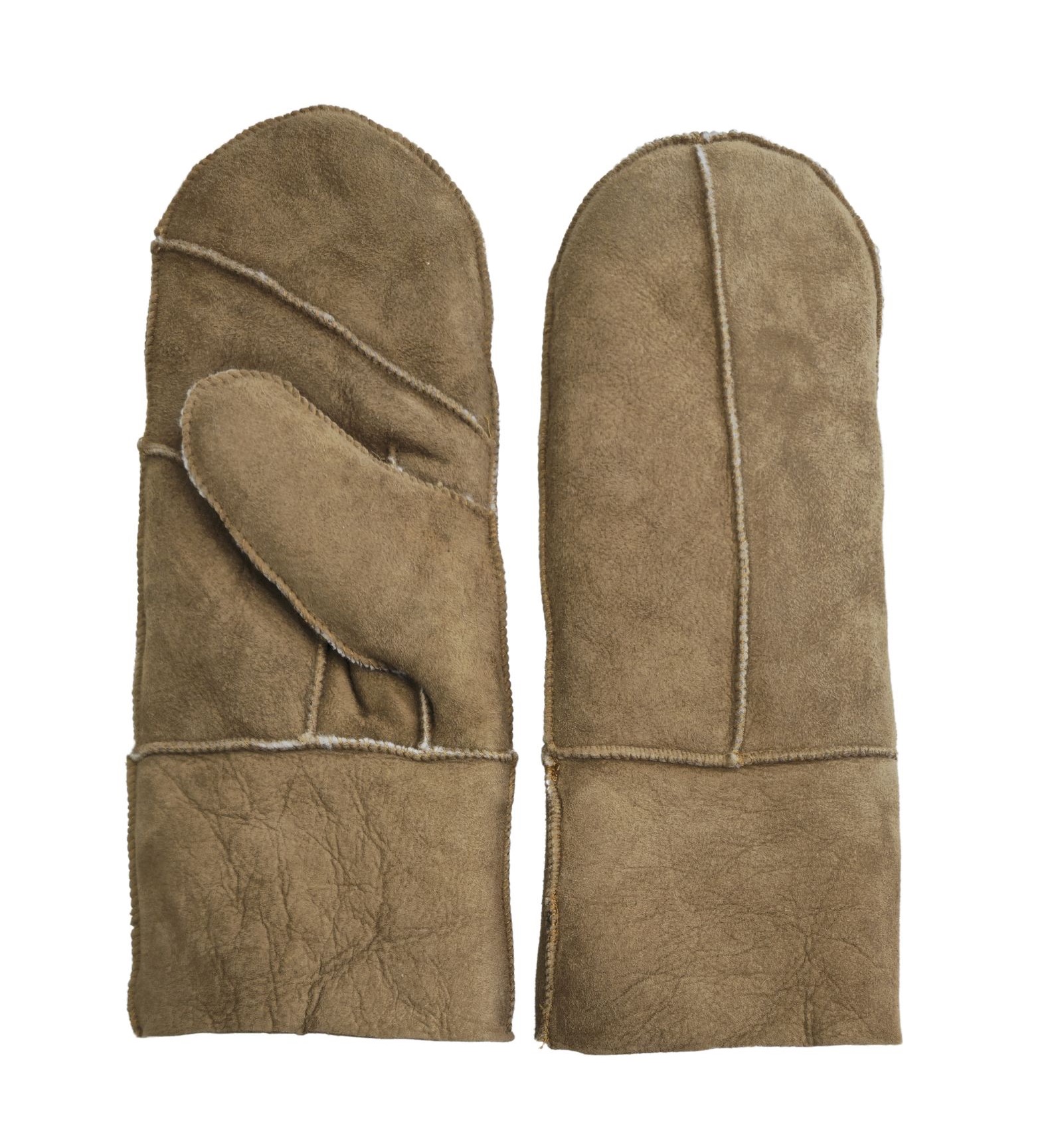 Infinity Leather Womens Tan Genuine Real Sheepskin Suede Mittens Warm Gloves fingervantar dam – bild 2