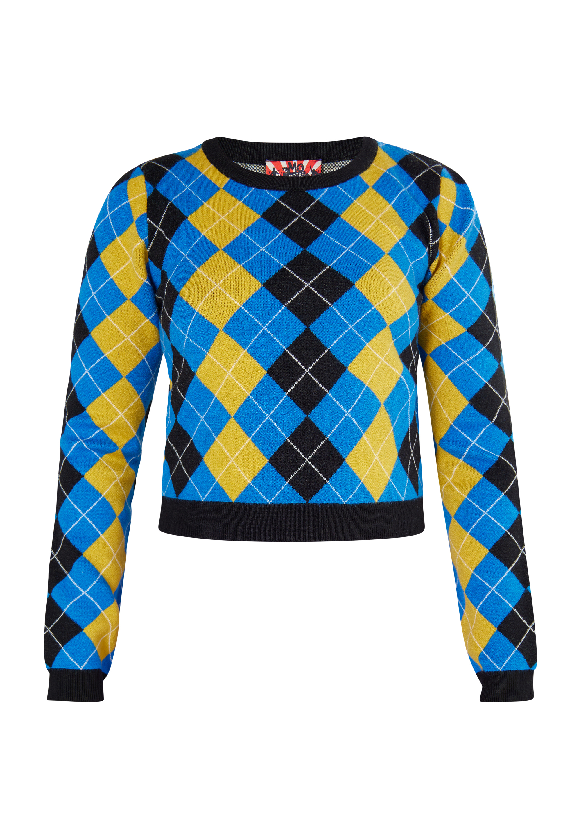 Thumbnail - Mymo Strickpullover Damen Schwarz Blau Mehrfarbig