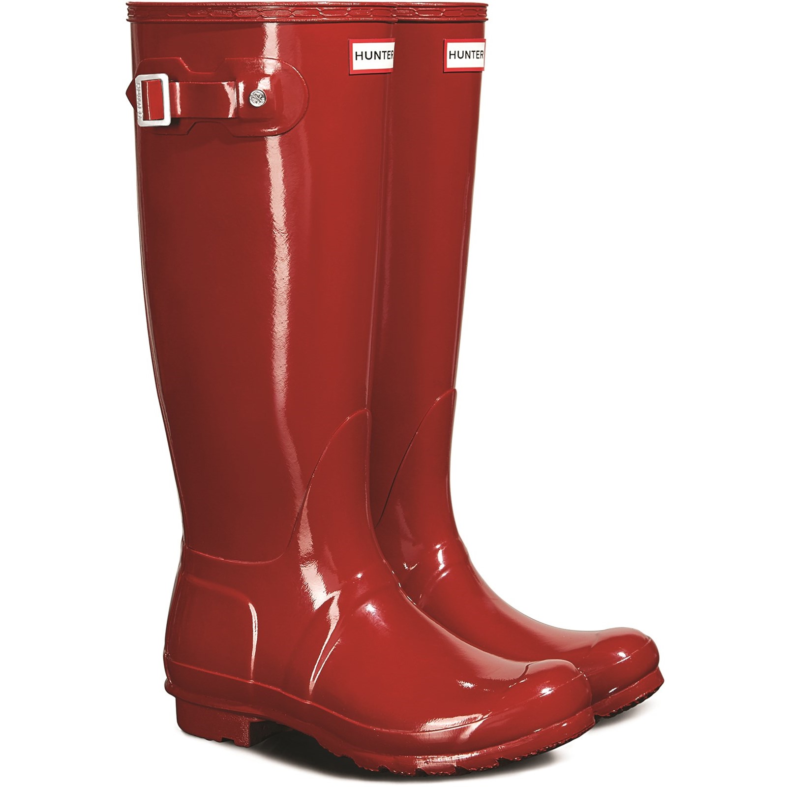 Hunter Womens Original Tall Gloss Wellington Boots – Red material_Rubber – Size UK 3