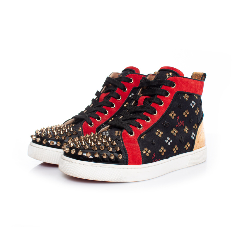 Christian Louboutin Pre-owned Womens Lou Spike high top sneakers – Black – Size EU 38