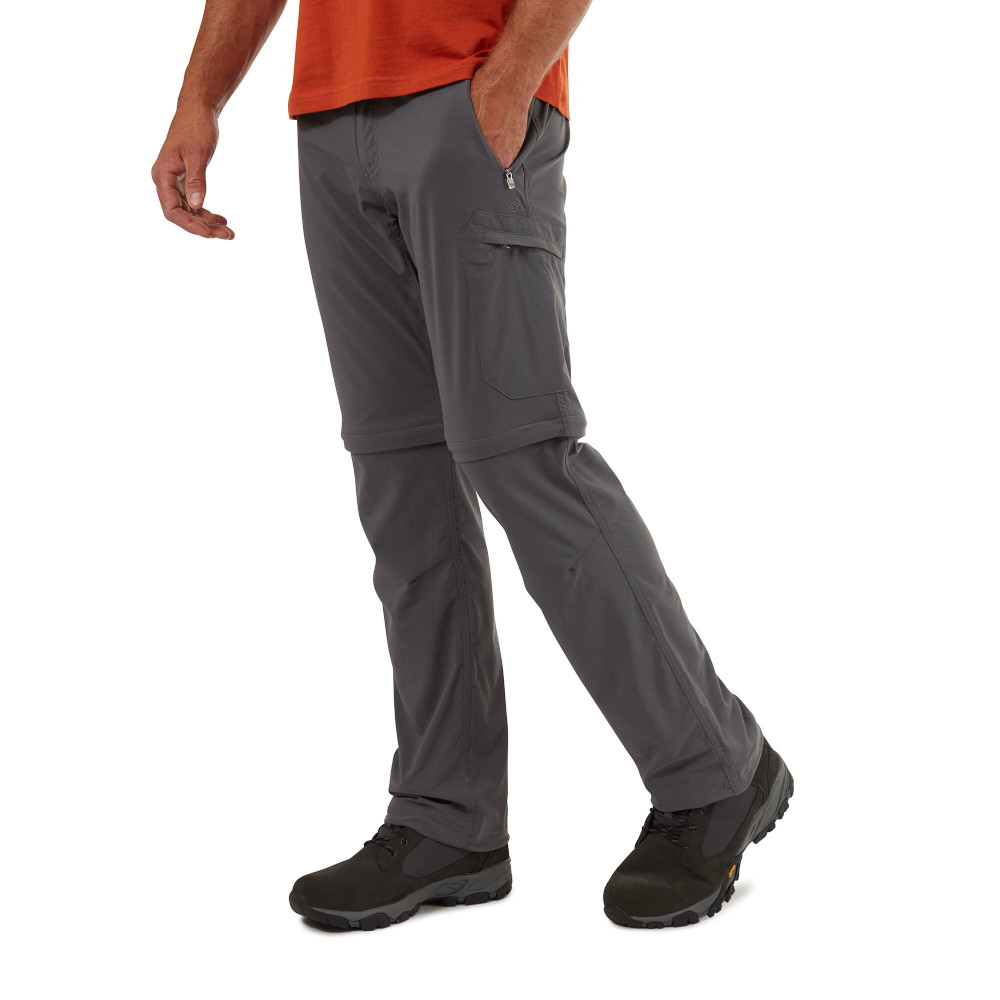 Craghoppers Mens Nosi Life Pro Convertible Zip Off Trousers - Grey Polyamide - Size 34W/32L