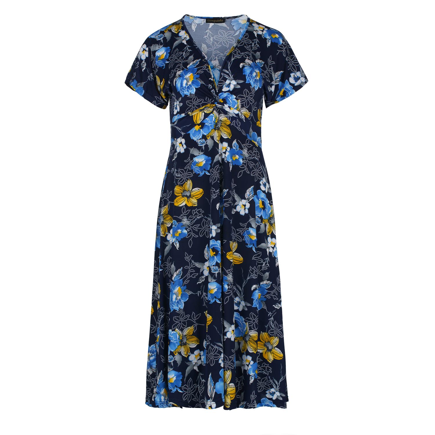 Thumbnail - Marineblaues Midikleid mit Knotendetail