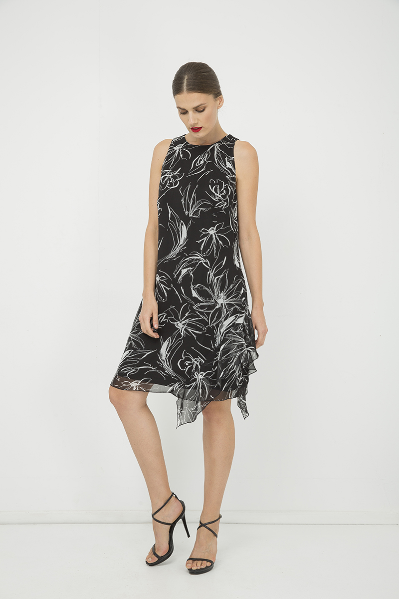 Thumbnail - Ärmelloses Kleid mit Rüschendetail