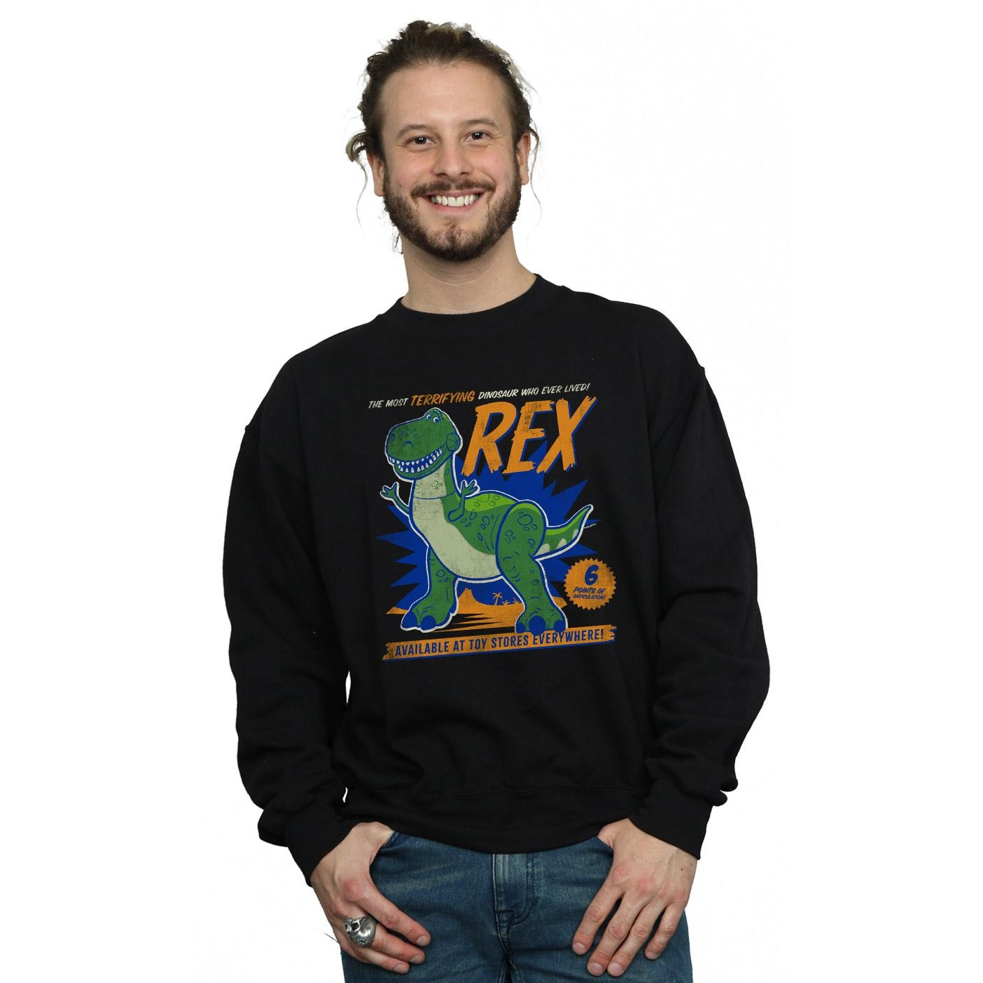 Disney Mens Toy Story 4 Rex Terrifying Dinosaur Sweatshirt (Black) herr – bild 2