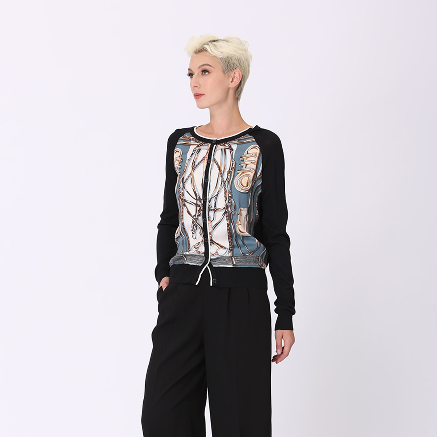 Cardigan med tryck framtill 2
