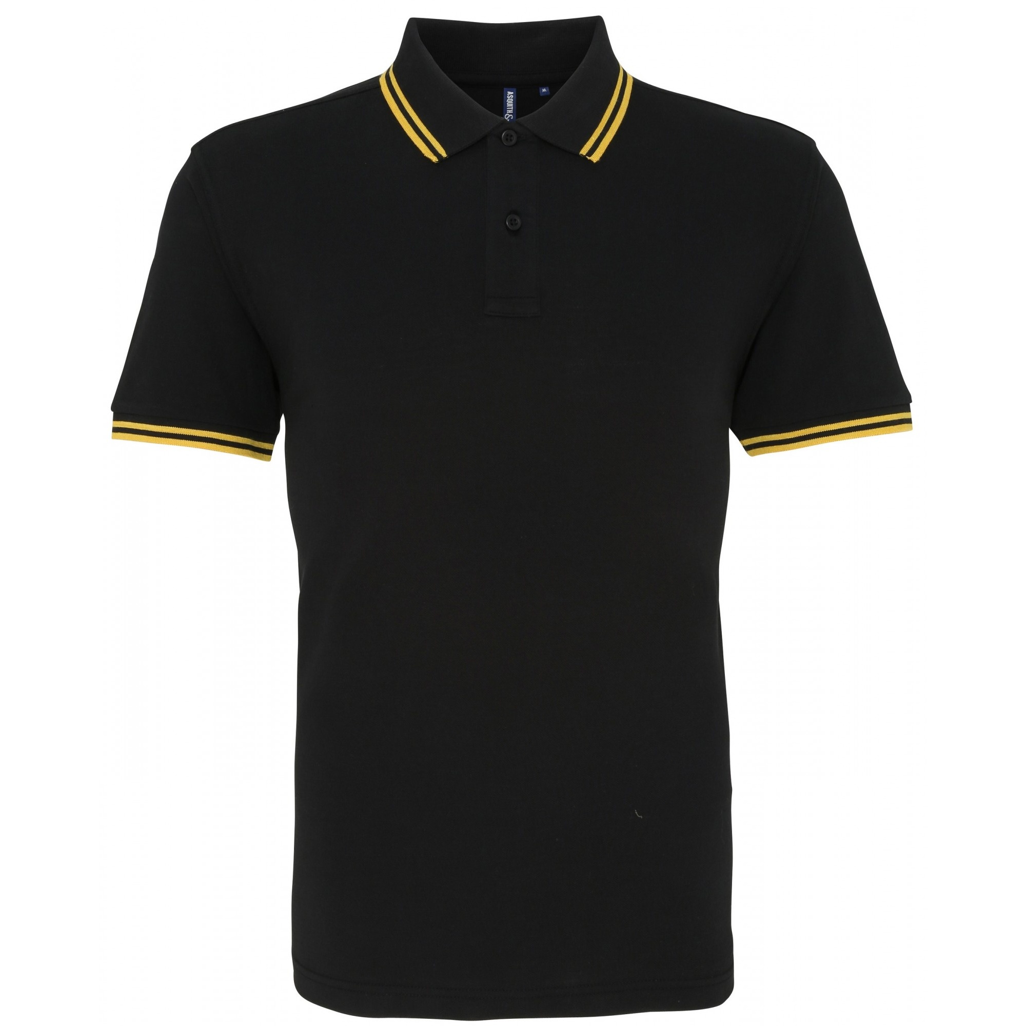 Thumbnail - Asquith & Fox Herren Classic Fit Tipped Polo Shirt (Schwarz/Gelb)