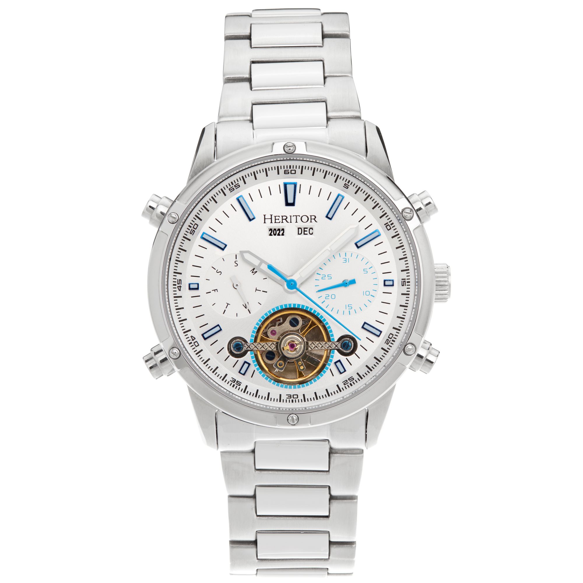 Thumbnail - Montre-bracelet semi-squelette automatique Heritor Wilhelm avec jour/date