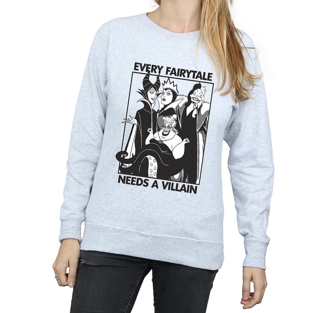 Disney Womens/Ladies Every Fairy Tale Needs A Villain Sweatshirt (Heather Grey) dam – bild 2