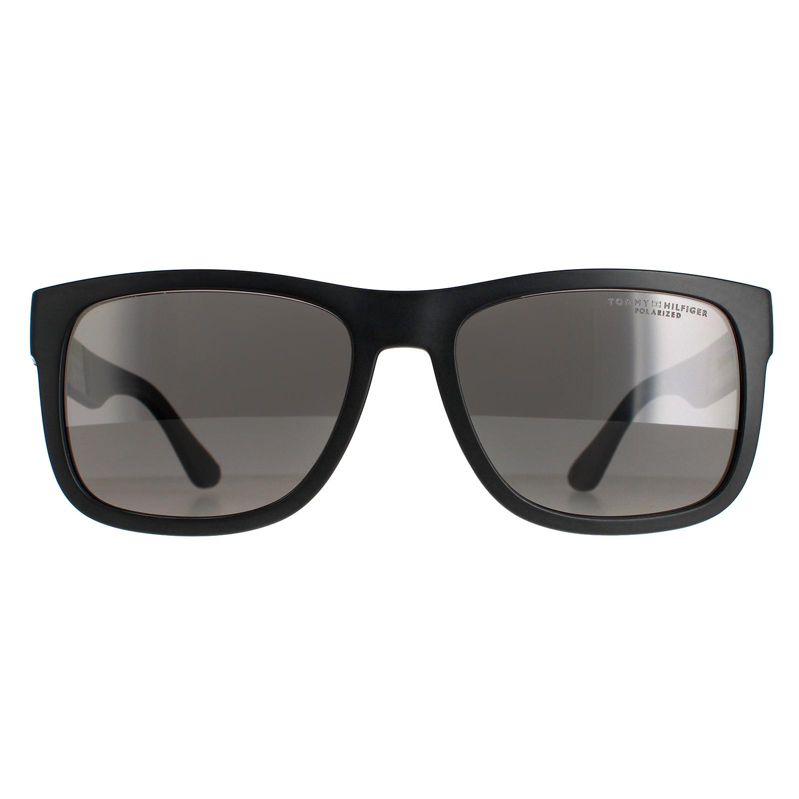 Thumbnail - Tommy Hilfiger Rectangle Mens Matte Schwarz Grau Polarisiert TH 1556/S