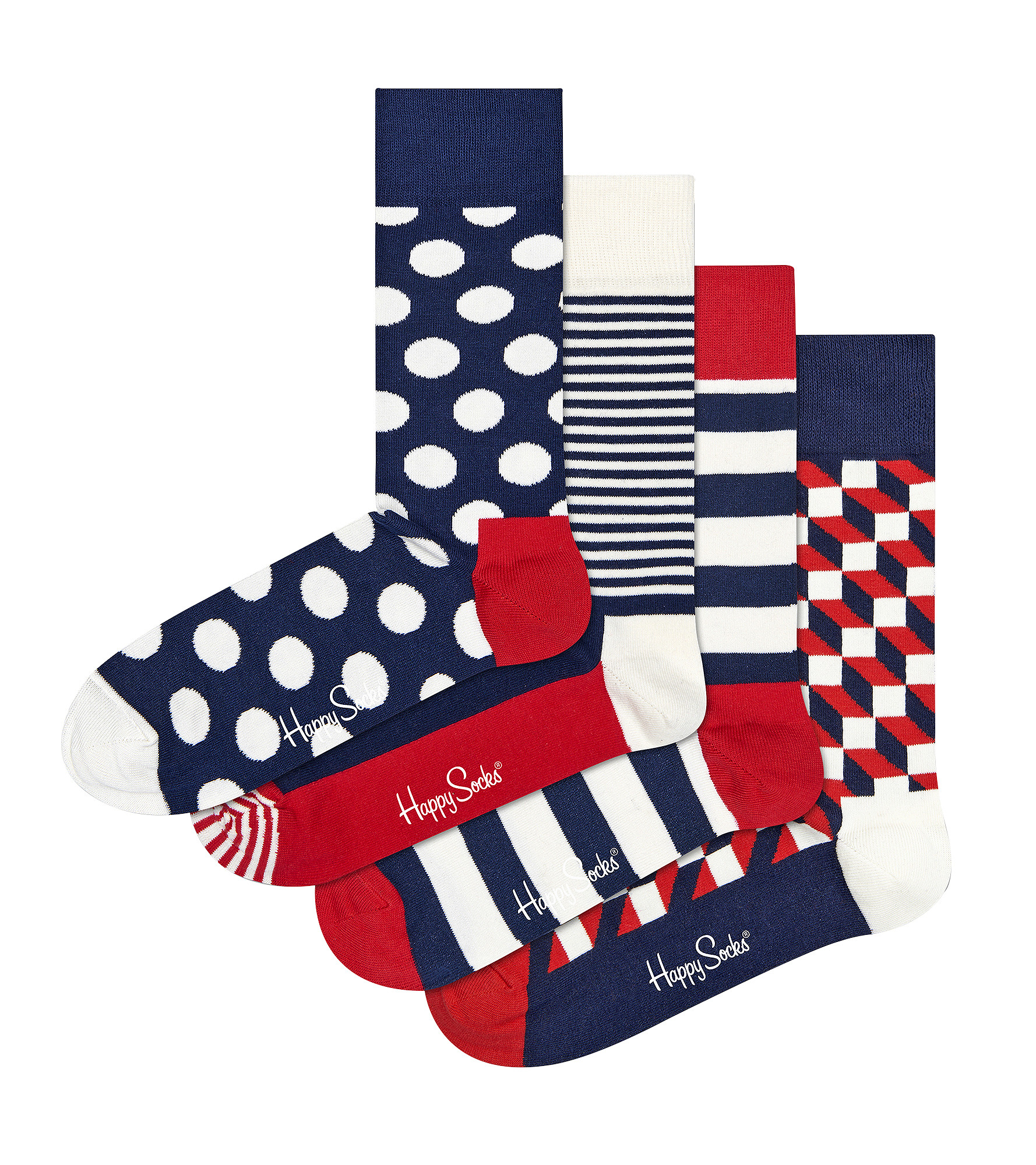 Thumbnail - Happy Socks Sokken Classic Navy 4er-Pack Geschenkbox Multicolour