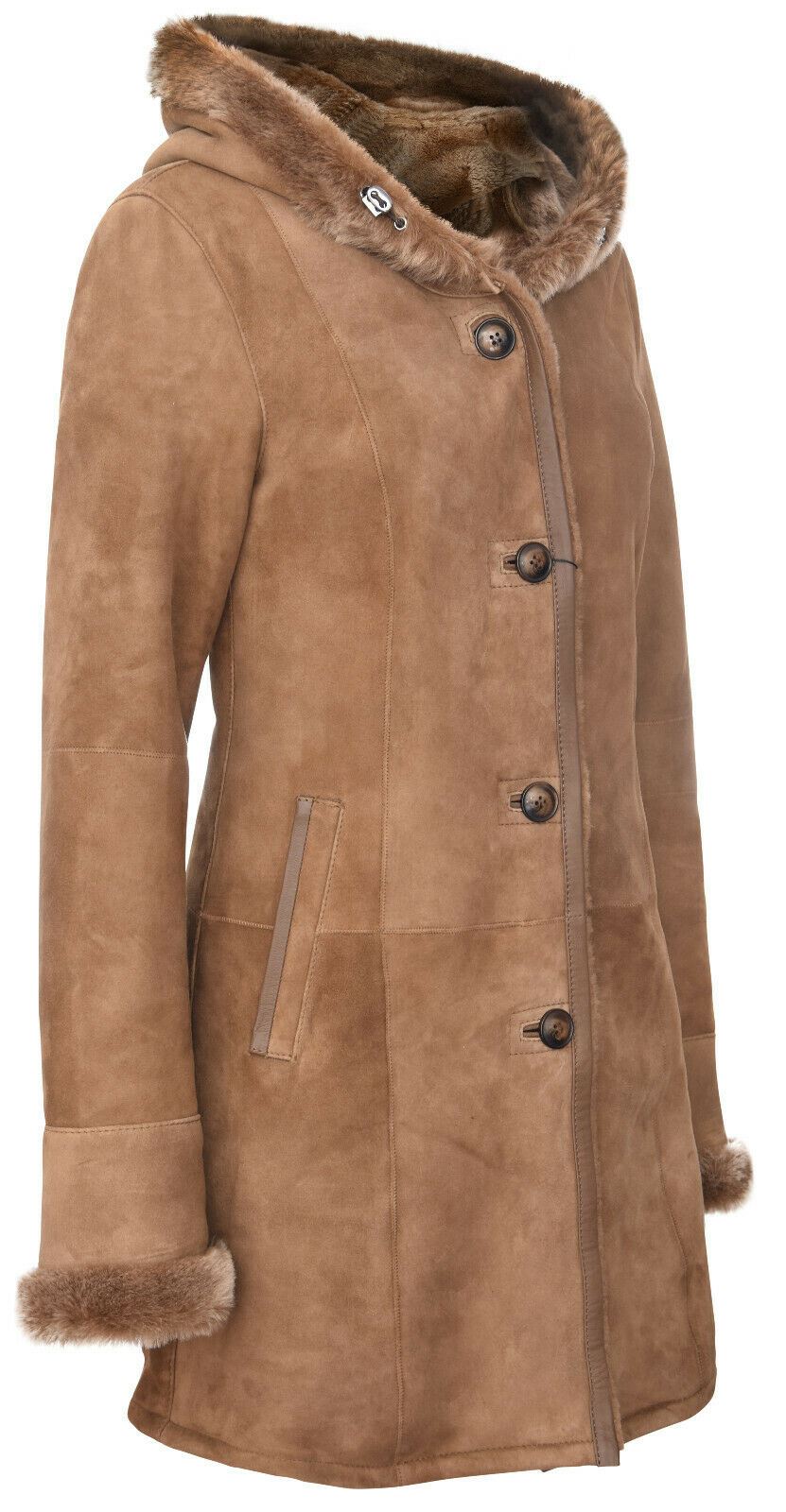 Infinity Leather Parkacoat i mocka, merino-fårskinn, dam Tripoli pälsjackor – bild 2