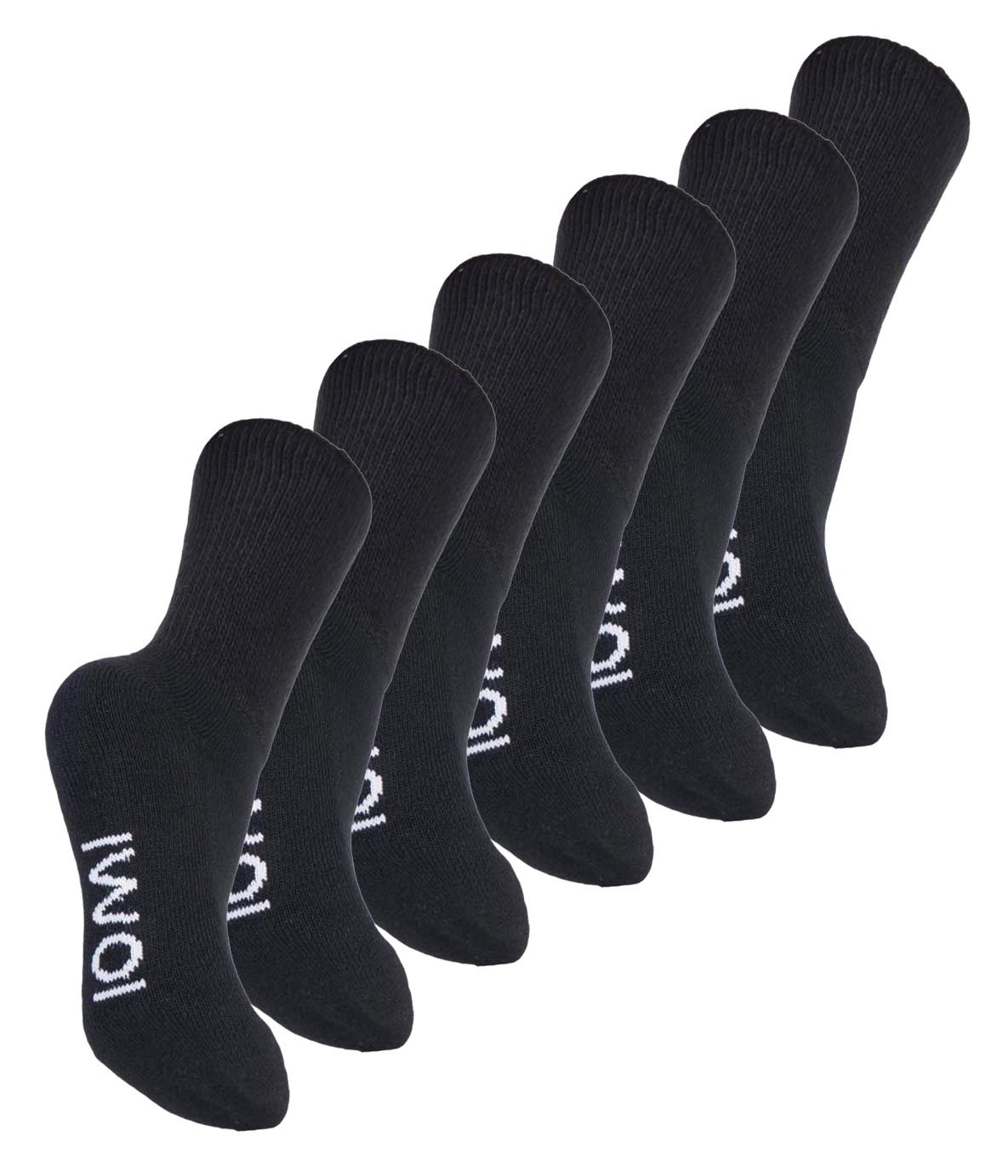 IOMI - 6 Paar Multipack Kinder Baumwolle Diabetiker Socken mit Gentle Grip - Schwarz