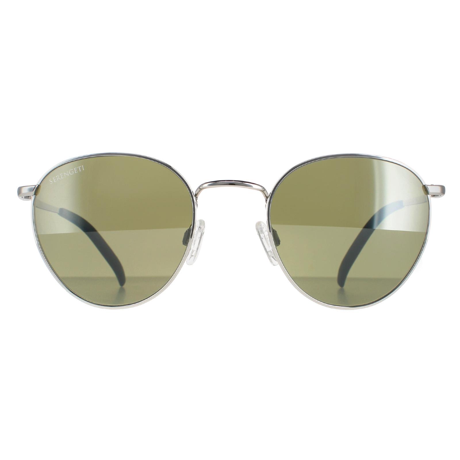 Thumbnail - Serengeti Rund Unisex Glänzend Silber Mineral Polarisiert 555nm Hamel