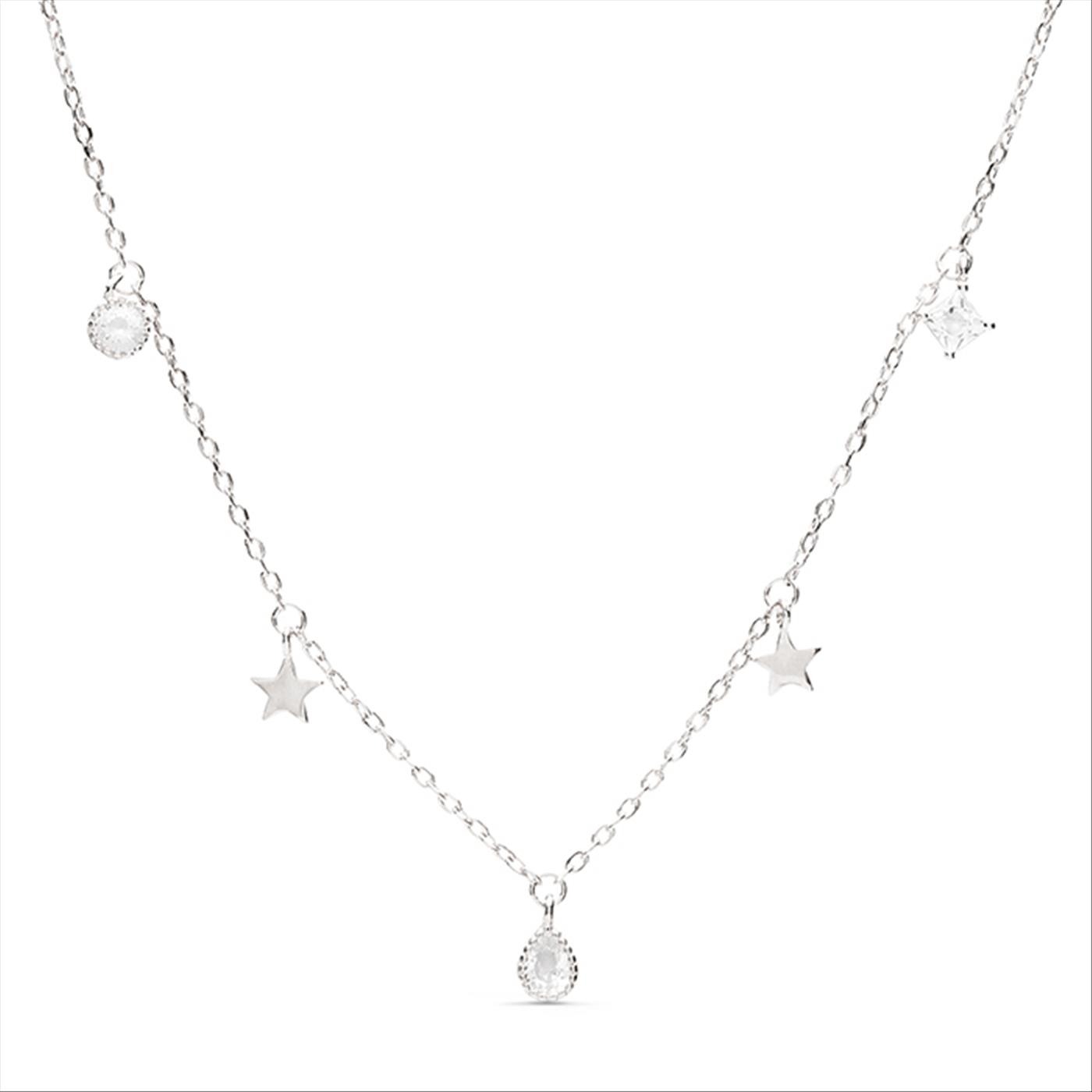 Thumbnail - Luxenter Sterling Silber 925 Halskette mit rhodinierten Zirkonia - Stern