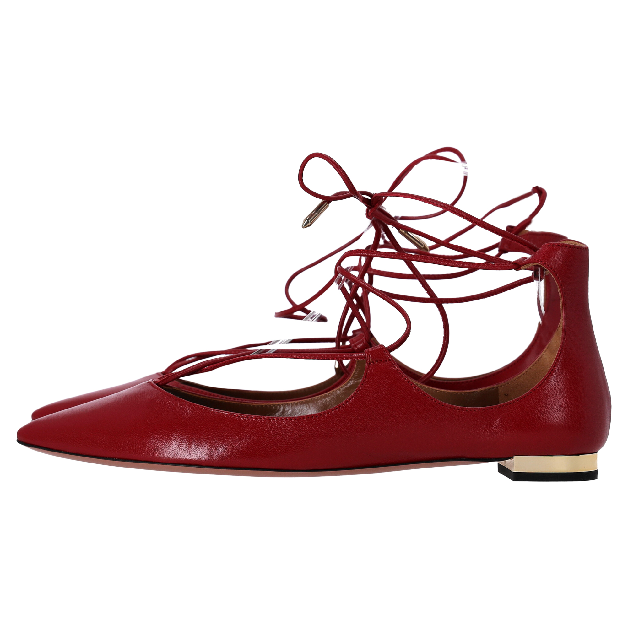 Aquazzura Christhy Snörning Ballerinaskor i Röd Läder dam – bild 2