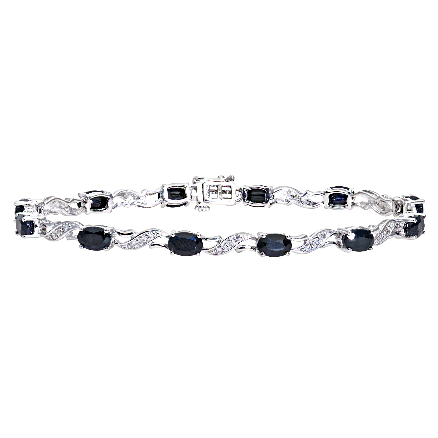 Diamant L’Eternel Womens 9ct White Gold Ladies Diamond & Sapphire Bracelet – One Size