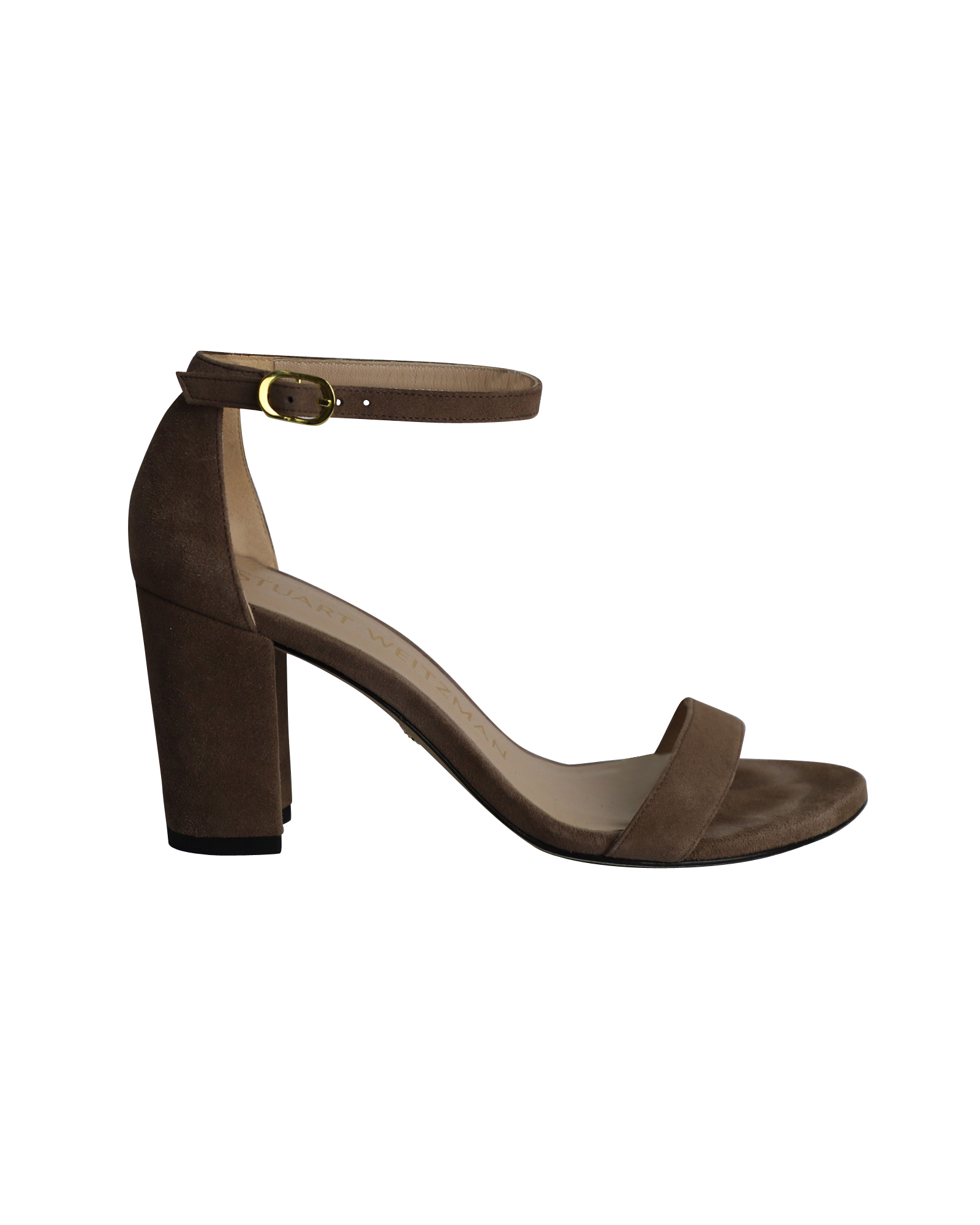 Stuart Weitzman Minimalist Högklackade Sandaler i Brunt Mocka