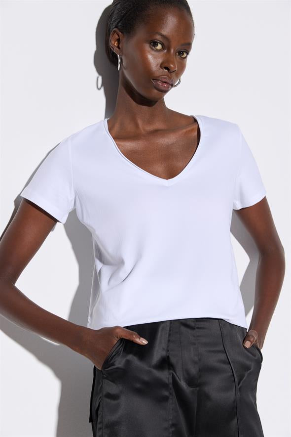 Thumbnail - V-Ausschnitt Basic Kurzarm T-Shirt